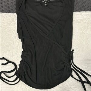 YMI Black with Ruched Tie Front